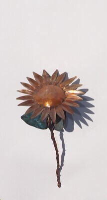 Copper Sunflower, single stem sculpture, extra large size (Available/Created by Order, not in-stock)