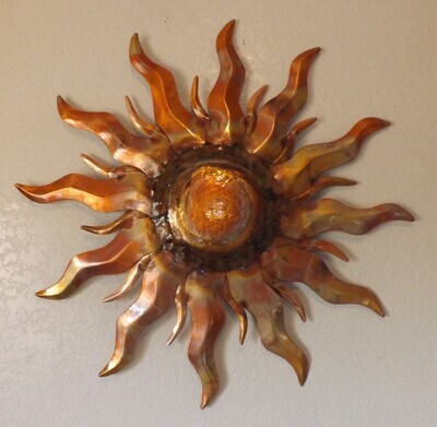 Copper Sun Wall Sculpture, Sun Star Wall Art, 28 Inch Diameter (created/available by order, please see details for more)