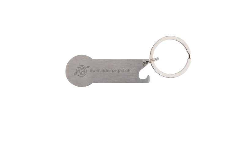 einzig-art-ICH Schlüsselanhänger mit Einkaufschip und Flaschenöffner 00008