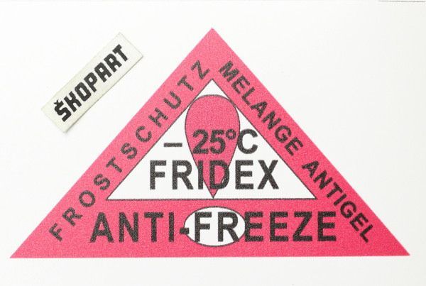 Aufkleber „Frostschutzmittel FRIDEX“ Aufkleber „Frostschutzmittel FRIDEX“