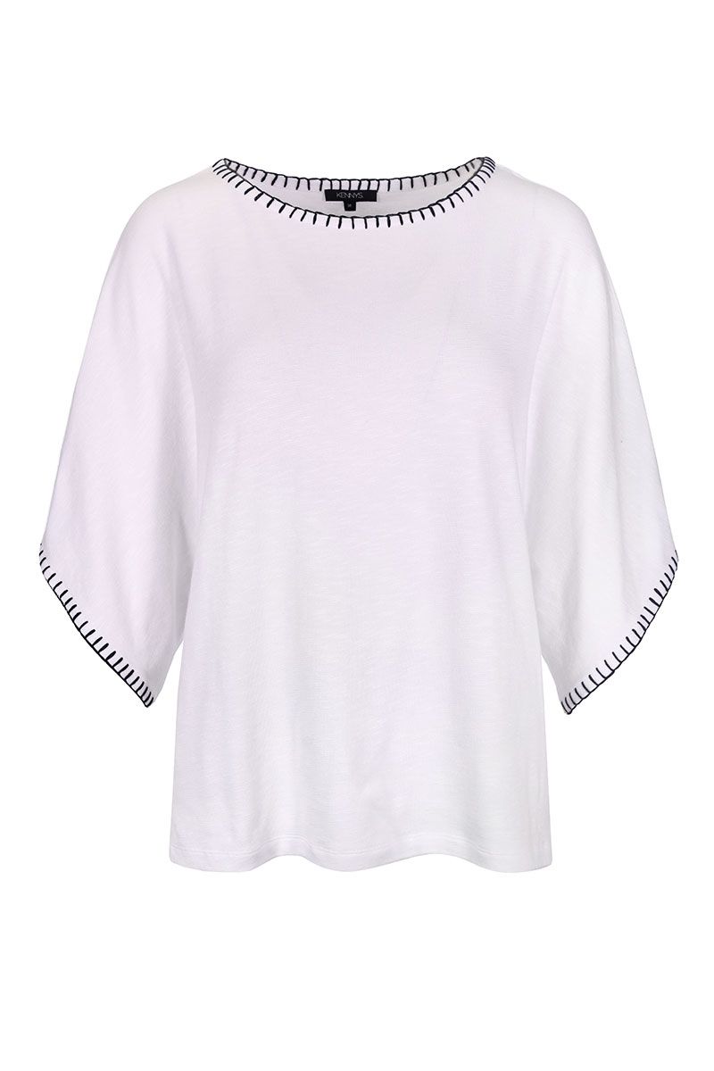 Kenny S Strickshirt Kastenform weiss