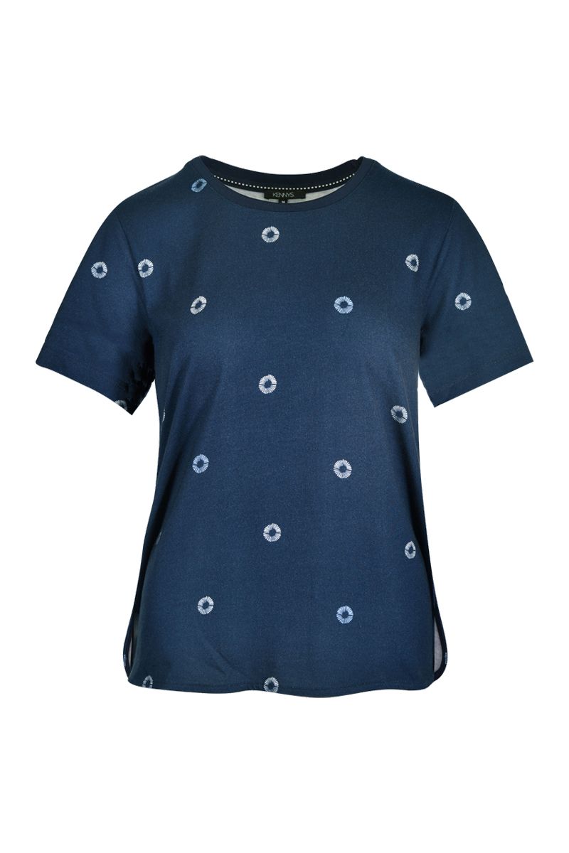 T-Shirt indigo mit Kreisprint