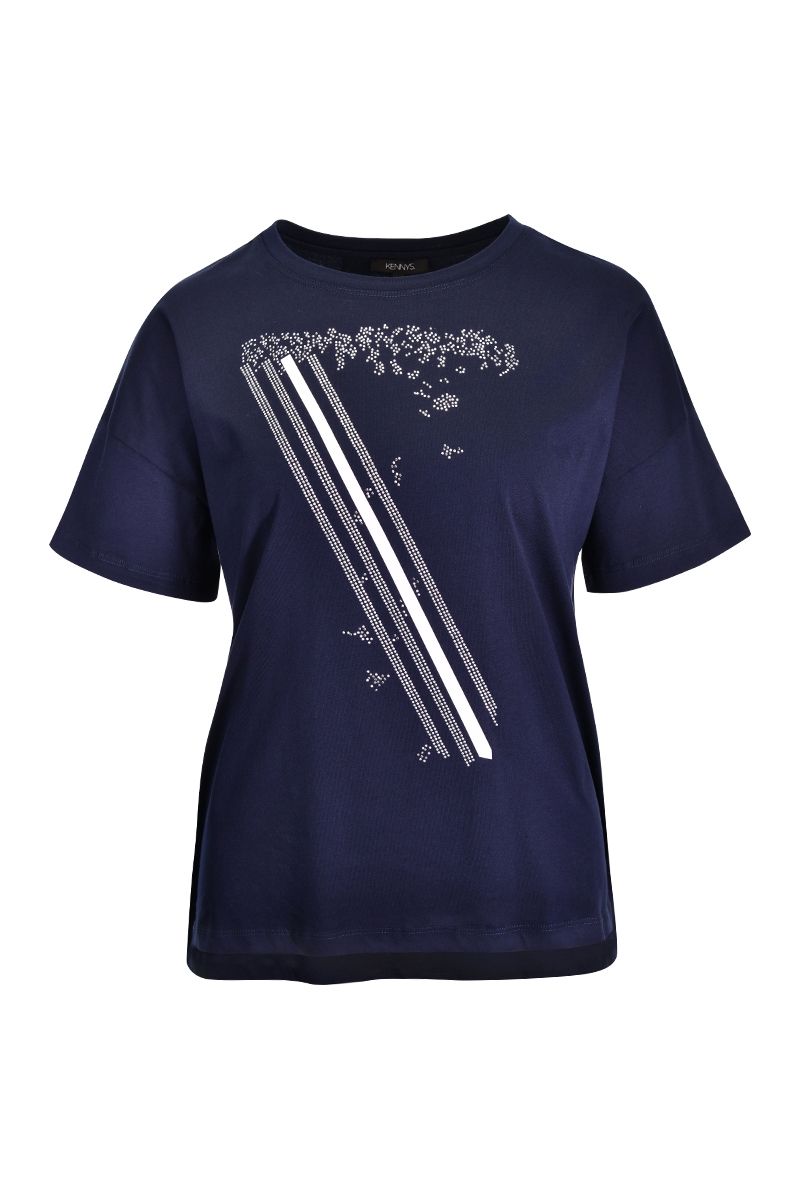 T-Shirt mit Steinchen indigo