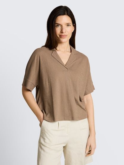 Loose Fit Shirt mit Reverskragen taupe grey