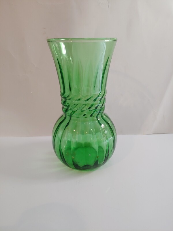 Vintage Anchor Hocking Emerald Green Swirl Vase