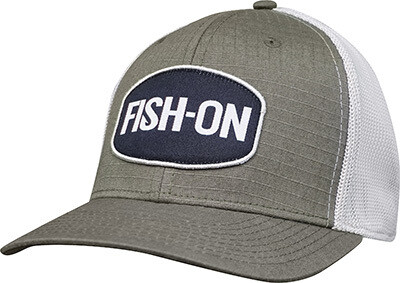 FISH-ON Trucker Hat Curved Bill - Olive Ripstop Visor W/FISH-ON Logo Patch