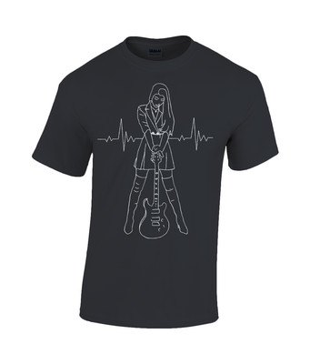 Straight-cut black t-shirt - Heartbeat