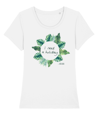 Fitted-cut white t-shirt - I Need a Holiday