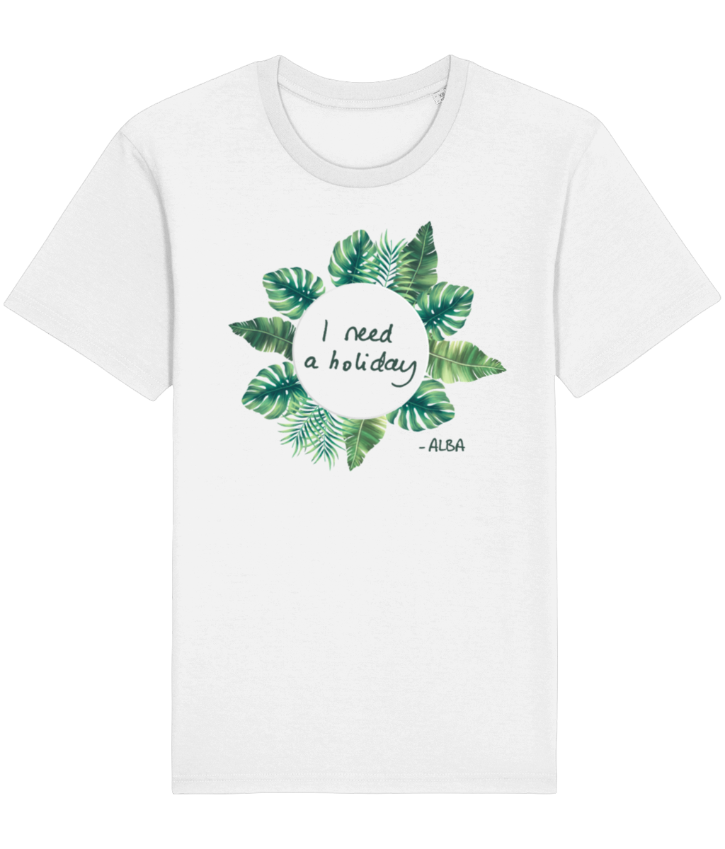 Straight-cut white t-shirt - I Need a Holiday