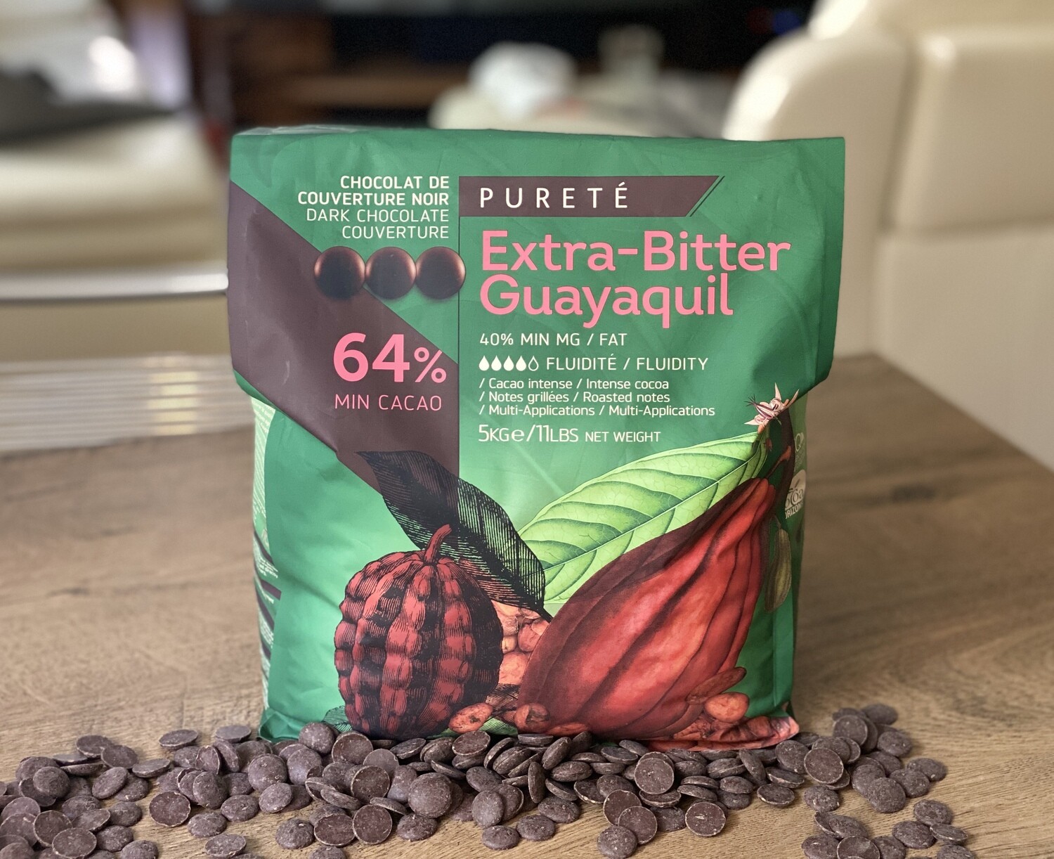 Чорний Шоколад Екстра гіркий GUAYAQUIL 64%, 1 кг.