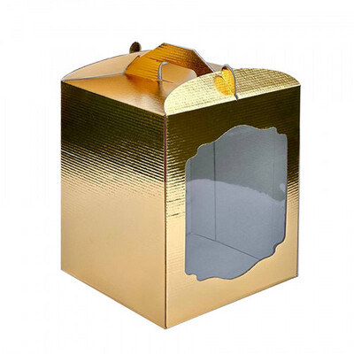 Коробка для торта з мікрогофри 25x25x30см золото, 1 шт.