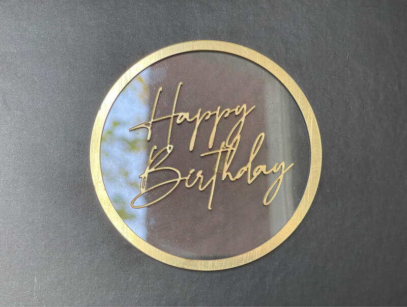 Топер «Happy birthday », круг 9 см, акрил, 1 шт.