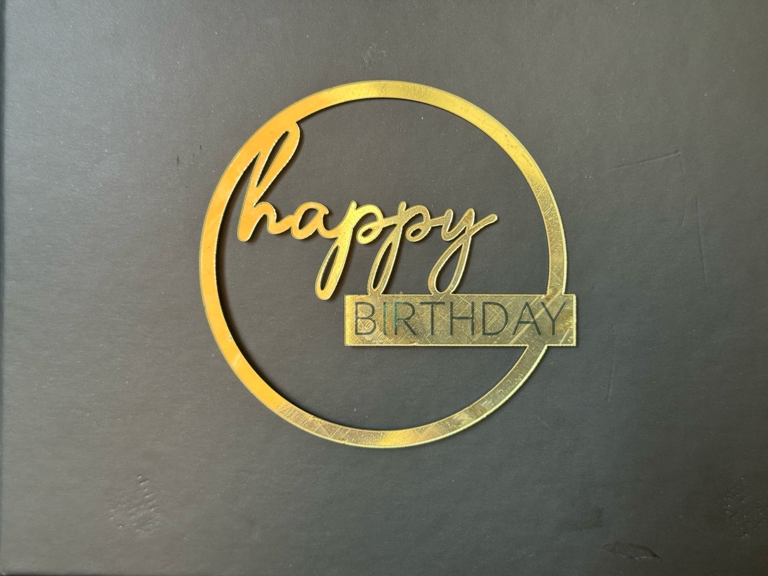 Топер «Happy birthday », круг 8 см, акрил, 1 шт.