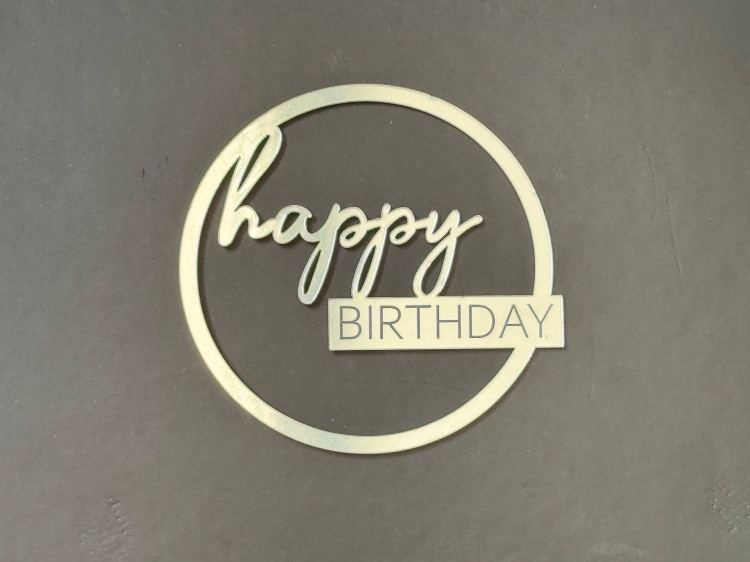 Топер «Happy birthday », круг 8 см, акрил, 1 шт.