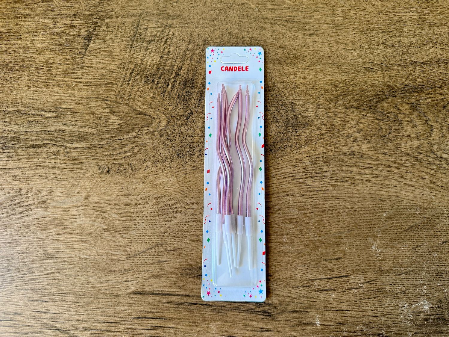 Свічки на торт Хвиля рожеві 15см, 6шт.