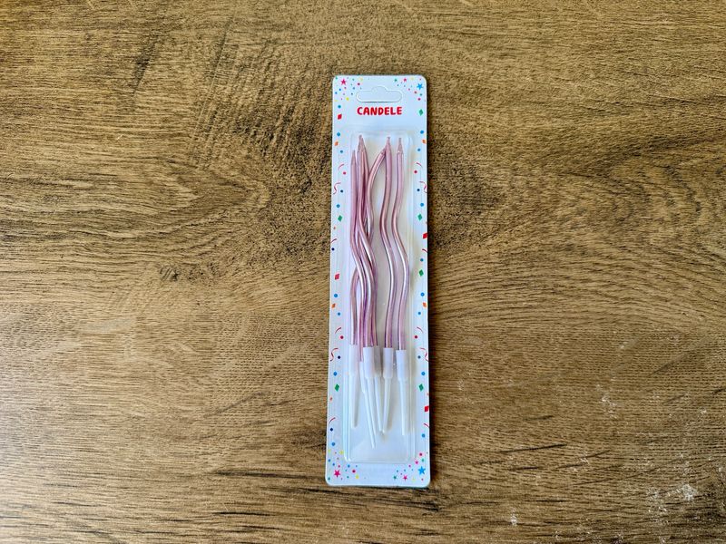 Свічки на торт Хвиля рожеві 15см, 6шт.