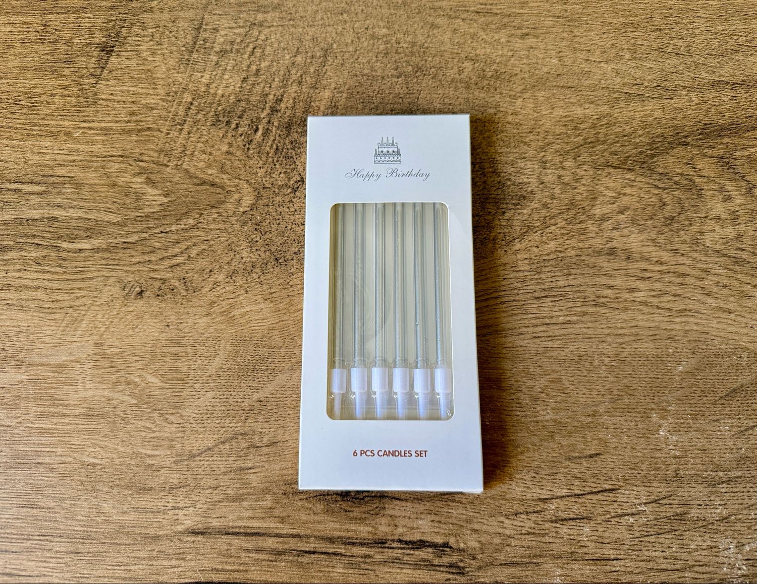 Свічки на торт НB срібло 12см, 6шт.