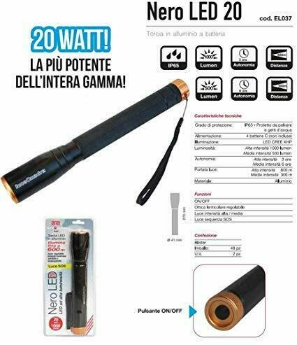 TORCIA LED 20W NERO METALLO