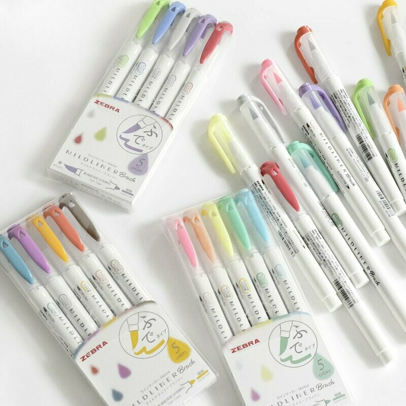 Zebra Mildliner Brush Friendly- Set de 5