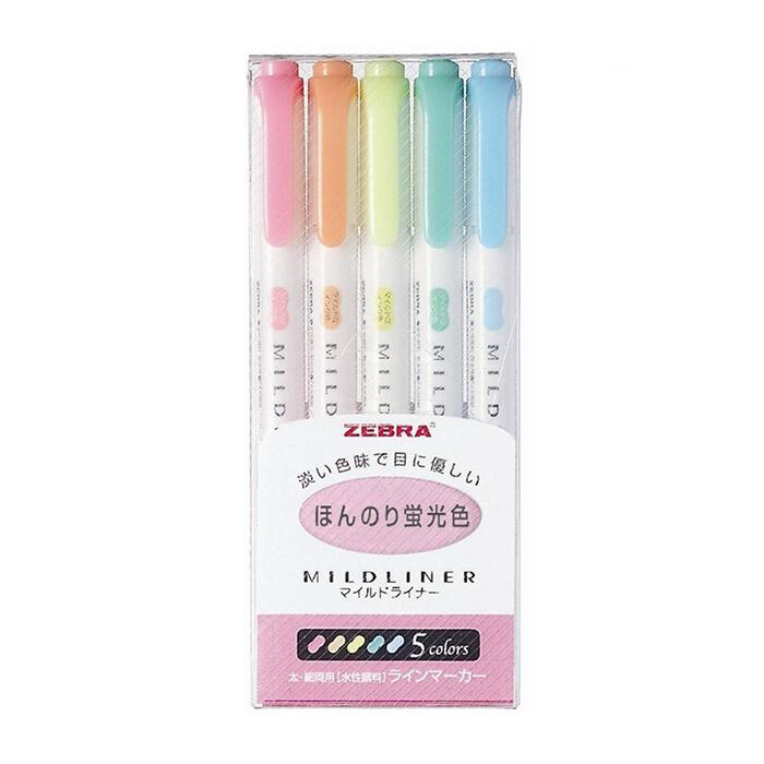 Zebra Mildliner- Fluorescent Pack 5