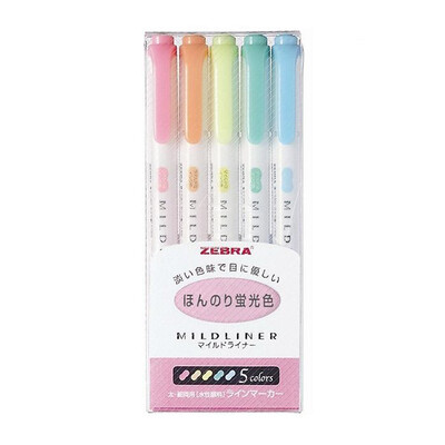 Zebra Mildliner- Fluorescent Pack 5