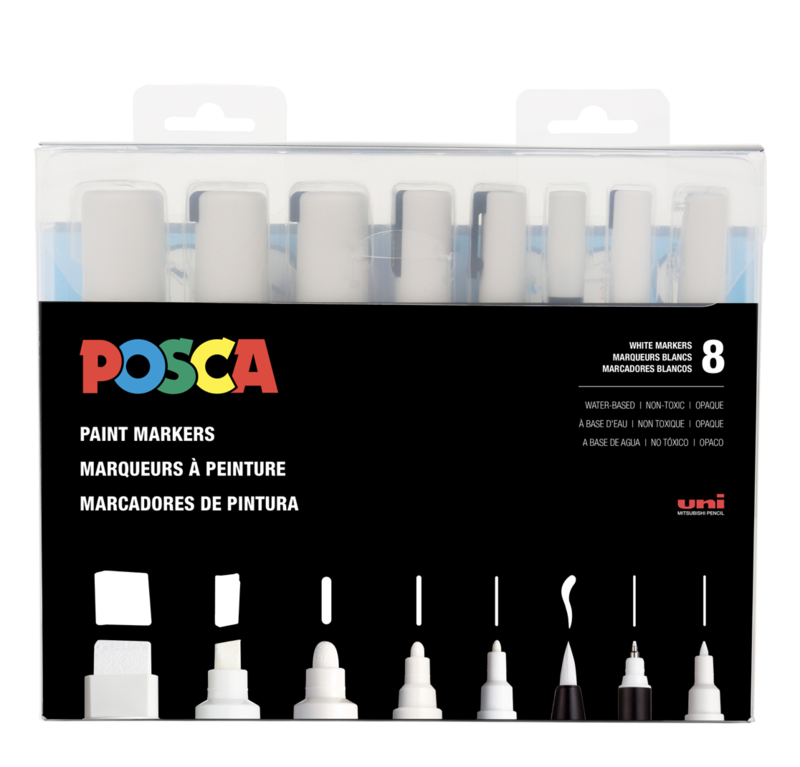 POSCA Blancos - Set de 8 distintas puntas