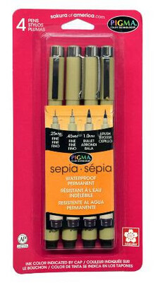 Sakura Pigma Sepia - 4 Pen Drawing Set