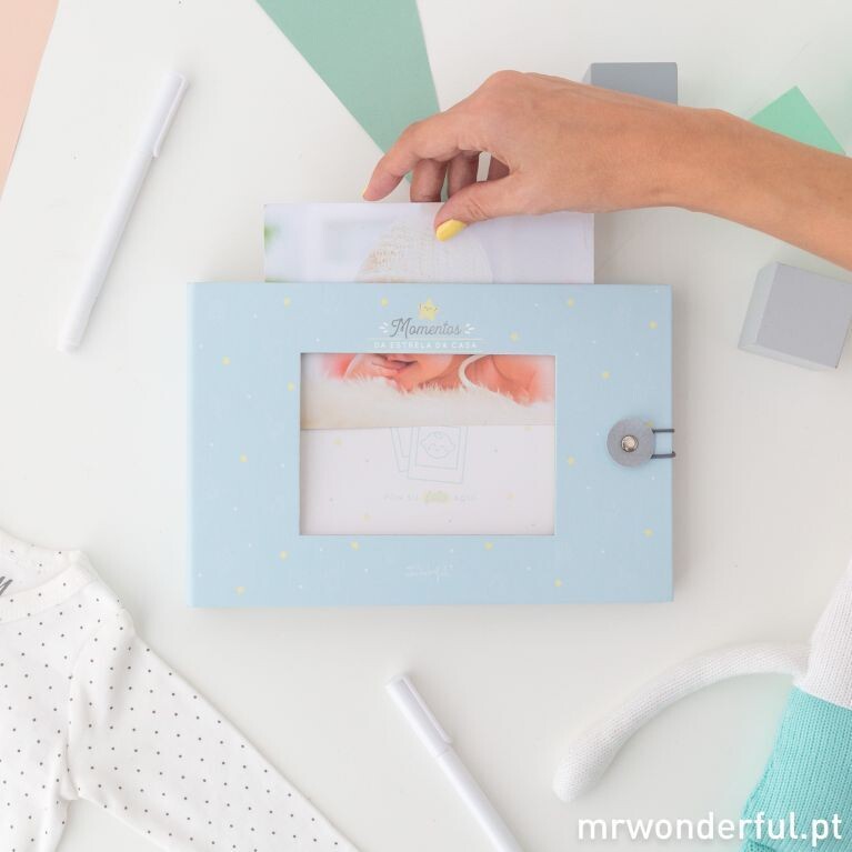 Album de fotos para bebe Azul - Momentazos de la estrella de la casa