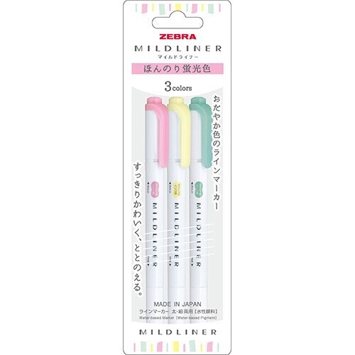 Zebra Mildliner- Fluorescent Pack 3