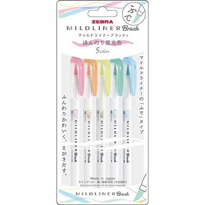 Zebra Mildliner Brush Fluorescent- Set de 5