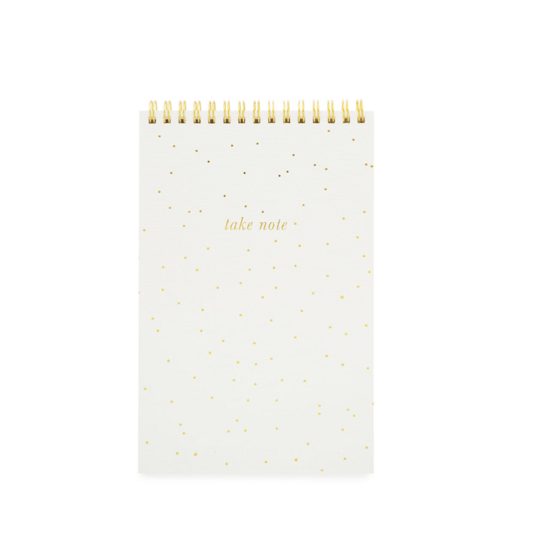 Top Spiral Notebook White Gold Scatter Dot