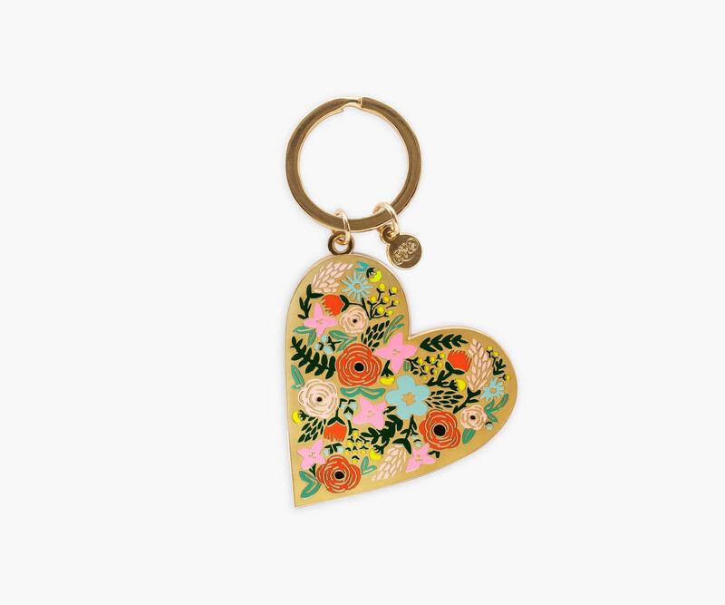 Enamel Keychain - Floral heart