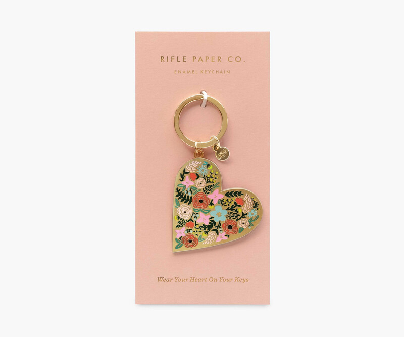 Enamel Keychain - Floral heart