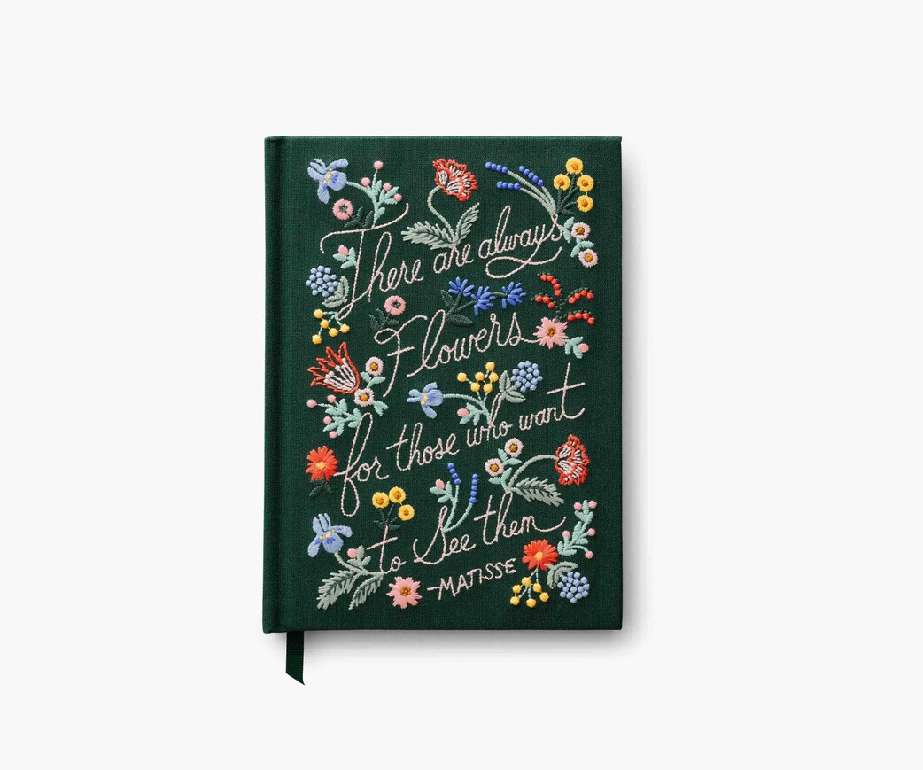 Embroidered Journal - There are always flowers