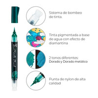 Pentel Dual Metallic Brush - Blue &amp; Metallic Green