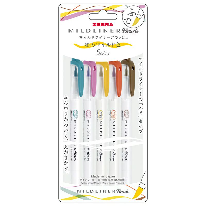 Zebra Mildliner Brush Deep- Set de 5