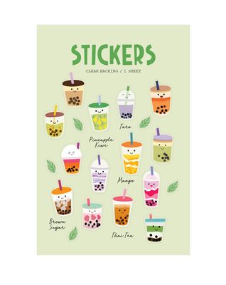 Clear Stickers - Bubble Tea