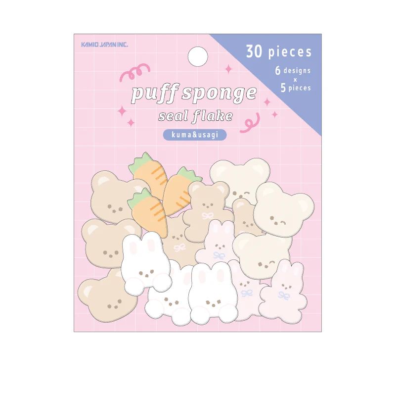 Kamio Japan puff Stickers- kuma&amp;usagi