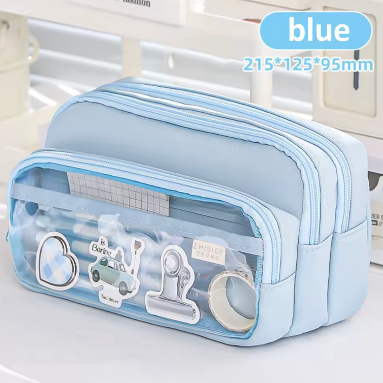 Estuche con bolsa transparente Celeste