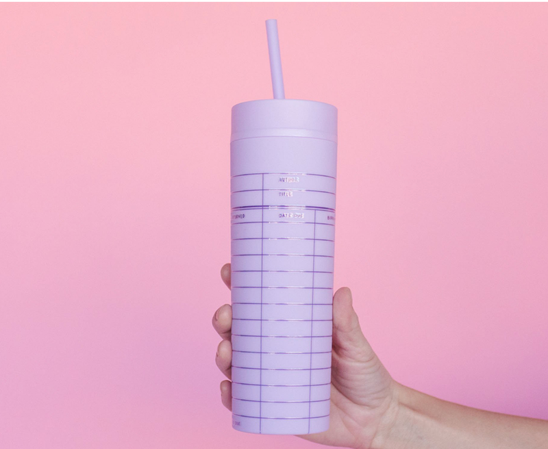 Library card acrylic tumbler - Lilac