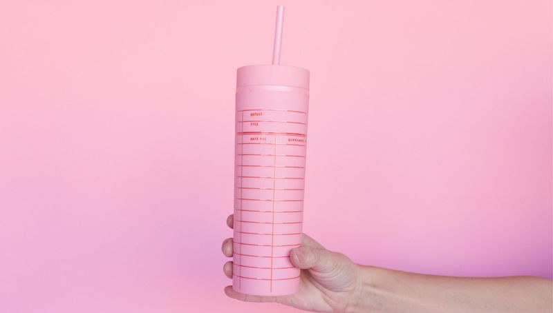 Library card acrylic tumbler - Pink