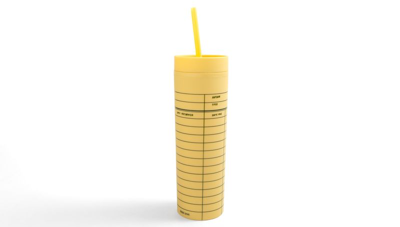 Library card acrylic tumbler - Yellow