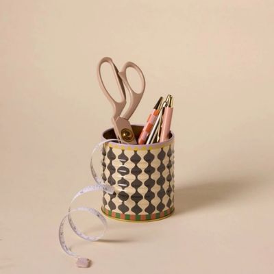 Storage tin - A dopo Black &amp; white Wavy