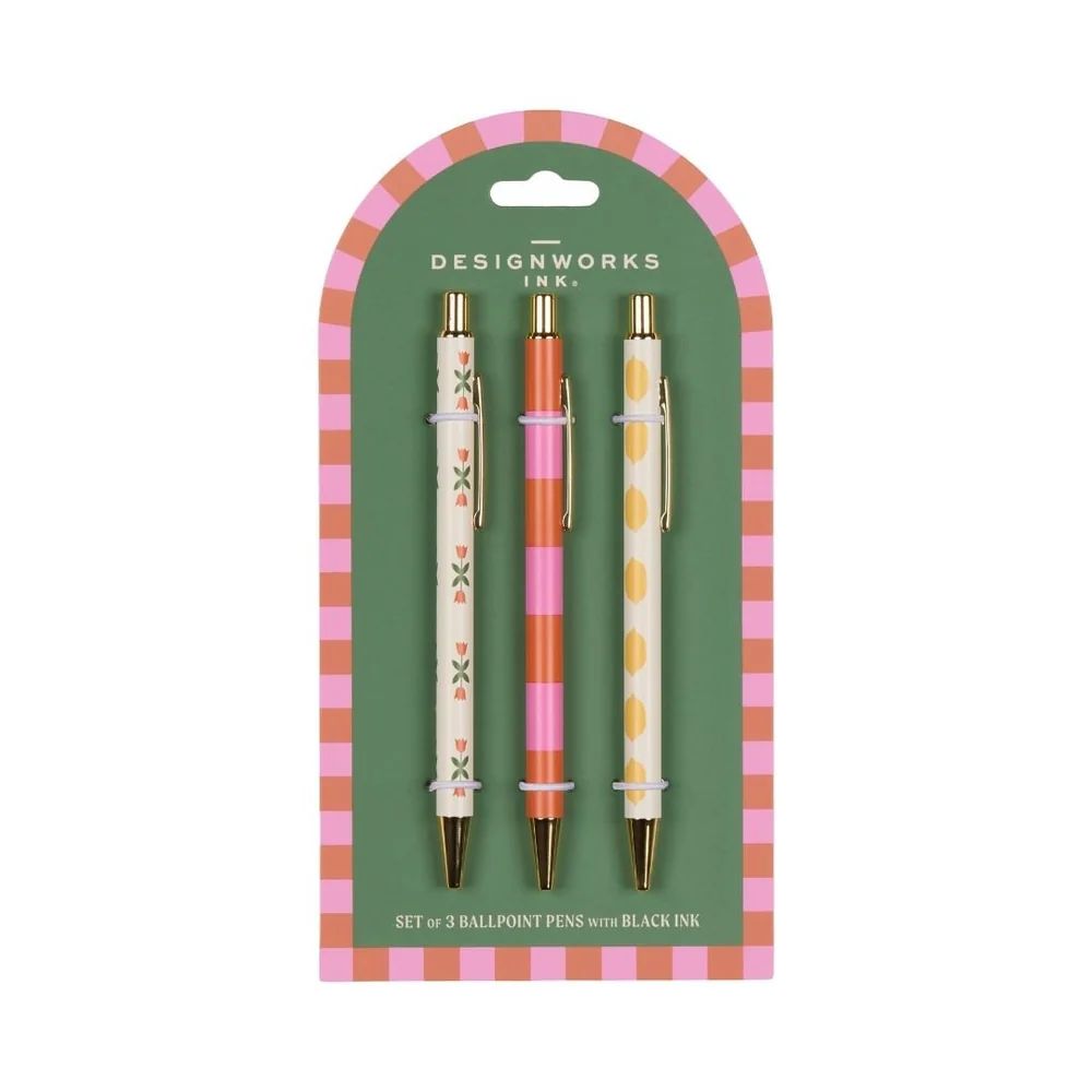 Dopo set of 3 pens flower stripe lemon