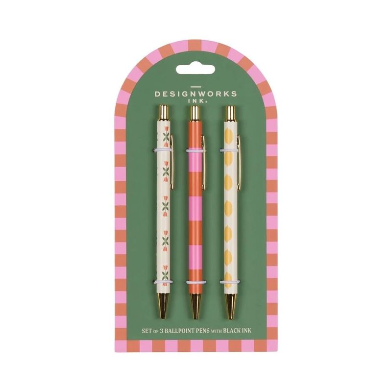 Dopo set of 3 pens flower stripe lemon