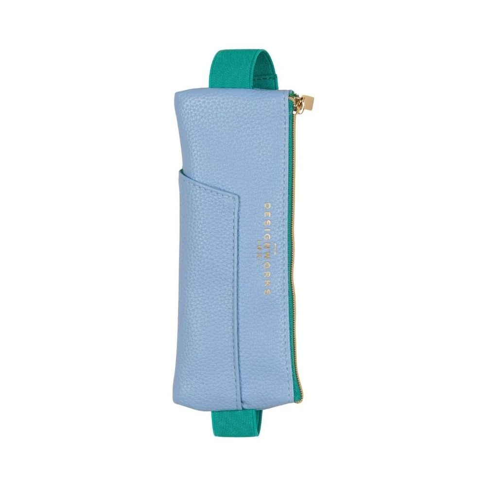 Vegan leather Pen Pouch Light Blue Green