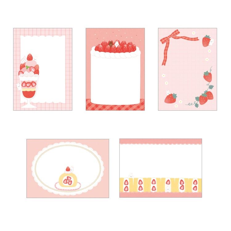 Memo Pad - Rabbit and Strawberry Dessert