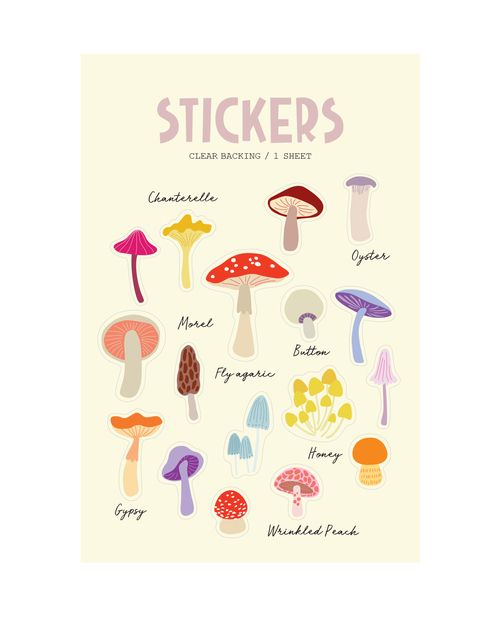 Clear Stickers - Mushroom