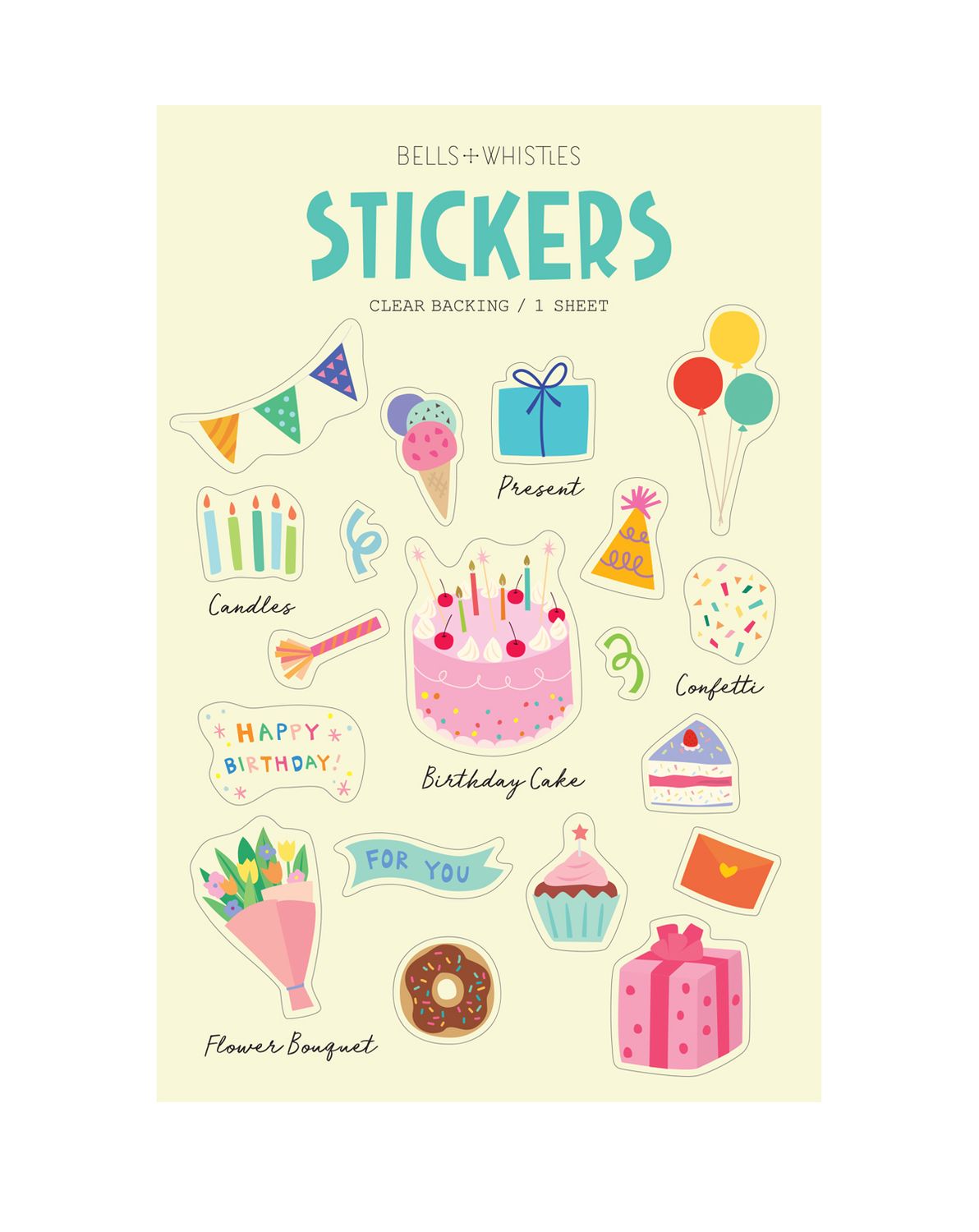 Clear Stickers - Birthday Party
