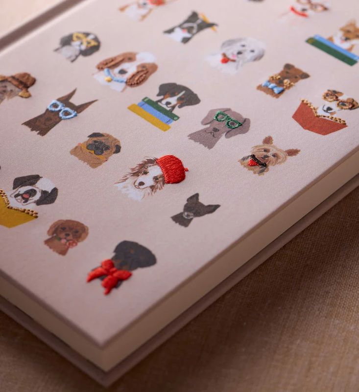 Embroidered Journal - Studious dogs